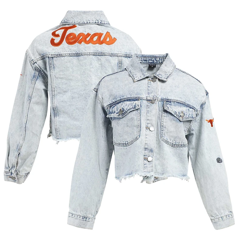 Veste en jean délavée à boutons pour femme Hype and Vice Denim Texas Longhorns