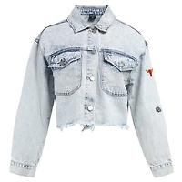 Veste en jean délavée à boutons pour femme Hype and Vice Denim Texas Longhorns