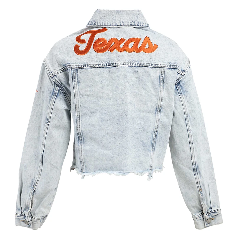 Women's Hype and Vice Denim Texas Longhorns Lightwash Full-Button Jean Jacket