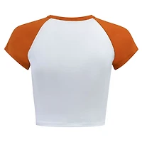 Women's Hype and Vice  White/Texas Orange Texas Longhorns Homerun Cropped Raglan T-Shirt