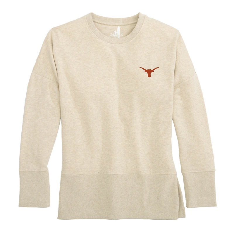 Women's johnnie-O Oatmeal Texas Longhorns Brittany Tri-Blend Sweatshirt