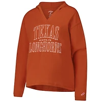 T-shirt à capuche manches longues et col en V Texas Orange Longhorns Slub pour femmes