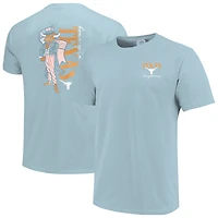 T-shirt femme bleu clair Texas Longhorns, mascotte américaine, couleurs confortables