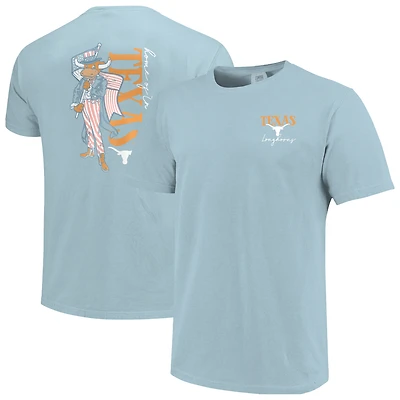Women's Light Blue Texas Longhorns Americana Mascot Comfort Colors T-Shirt
