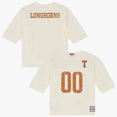 Women's Mitchell & Ness Cream Texas Longhorns Retro Roots Oversized 3/4-Sleeve T-Shirt