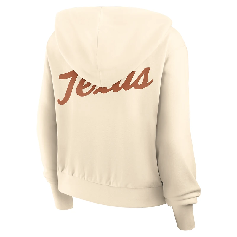 Women's Nike Cream Texas Longhorns Cropped Chill Full-Zip Hoodie