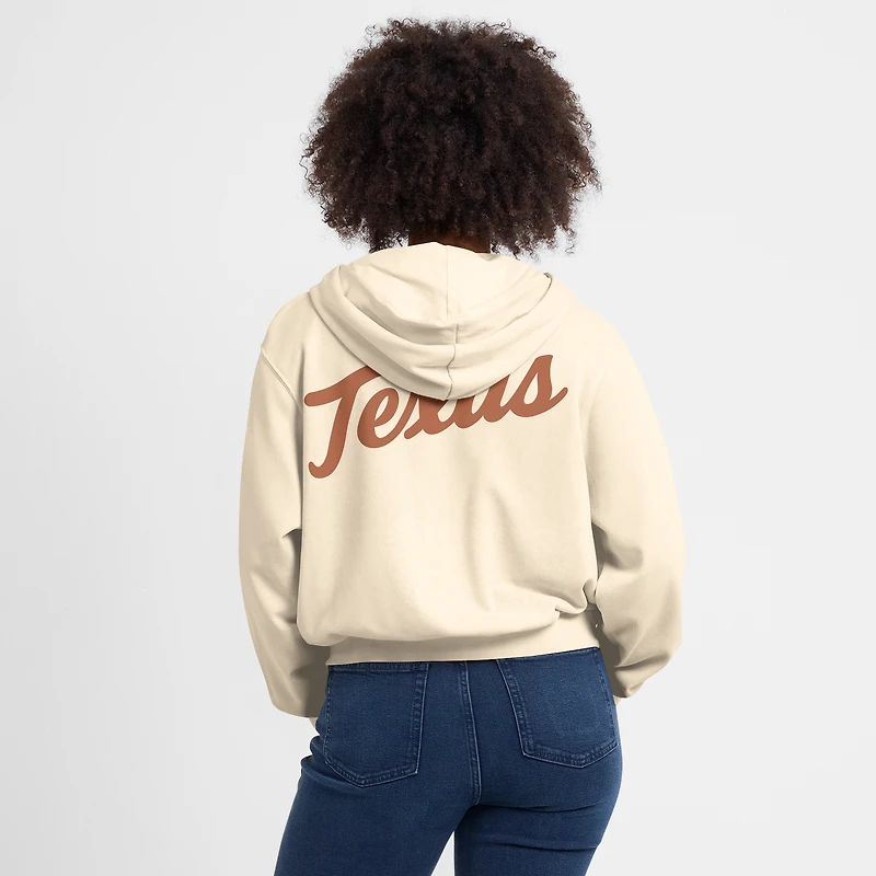 Women's Nike Cream Texas Longhorns Cropped Chill Full-Zip Hoodie