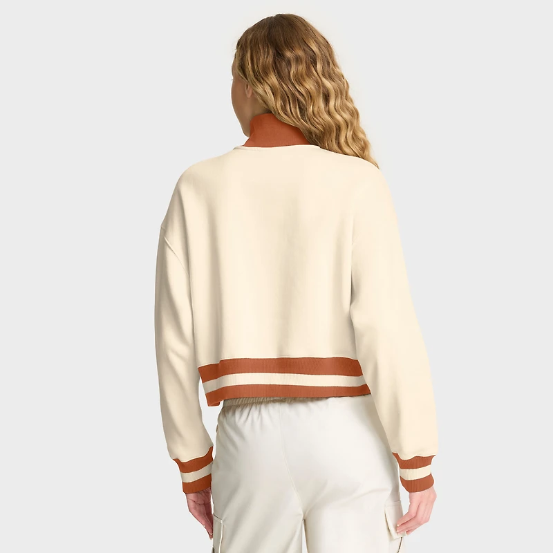 Sweat-shirt court à demi-zip oversize Nike Legacy pour femme, couleur crème, modèle Texas Longhorns