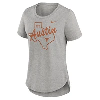 T-shirt Nike Heather Grey Texas Longhorns Local Campus Location Mantra Tri-Blend pour femme