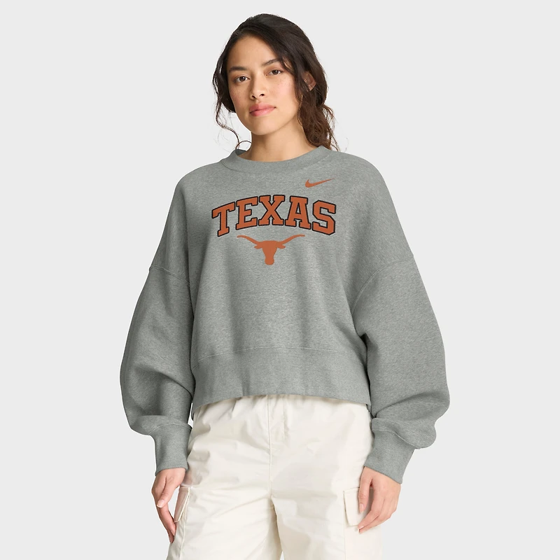 Sweat-shirt oversize Phoenix Arch pour femme Nike gris chiné Texas Longhorns