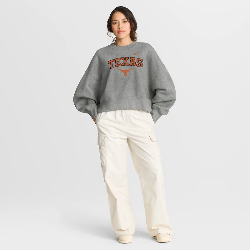 Sweat-shirt oversize Phoenix Arch pour femme Nike gris chiné Texas Longhorns