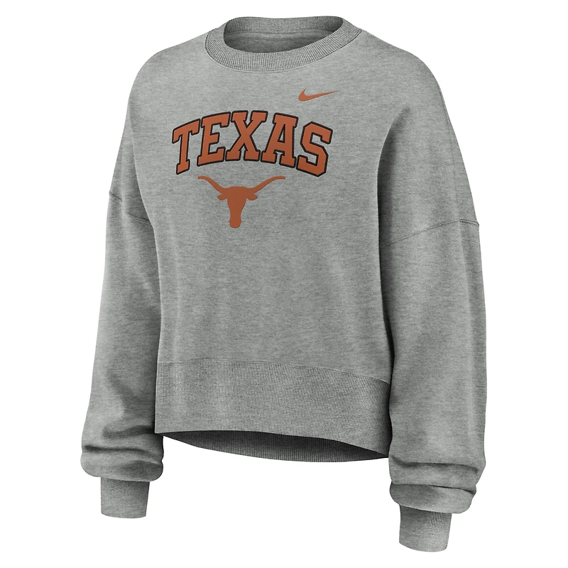 Sweat-shirt oversize Phoenix Arch pour femme Nike gris chiné Texas Longhorns