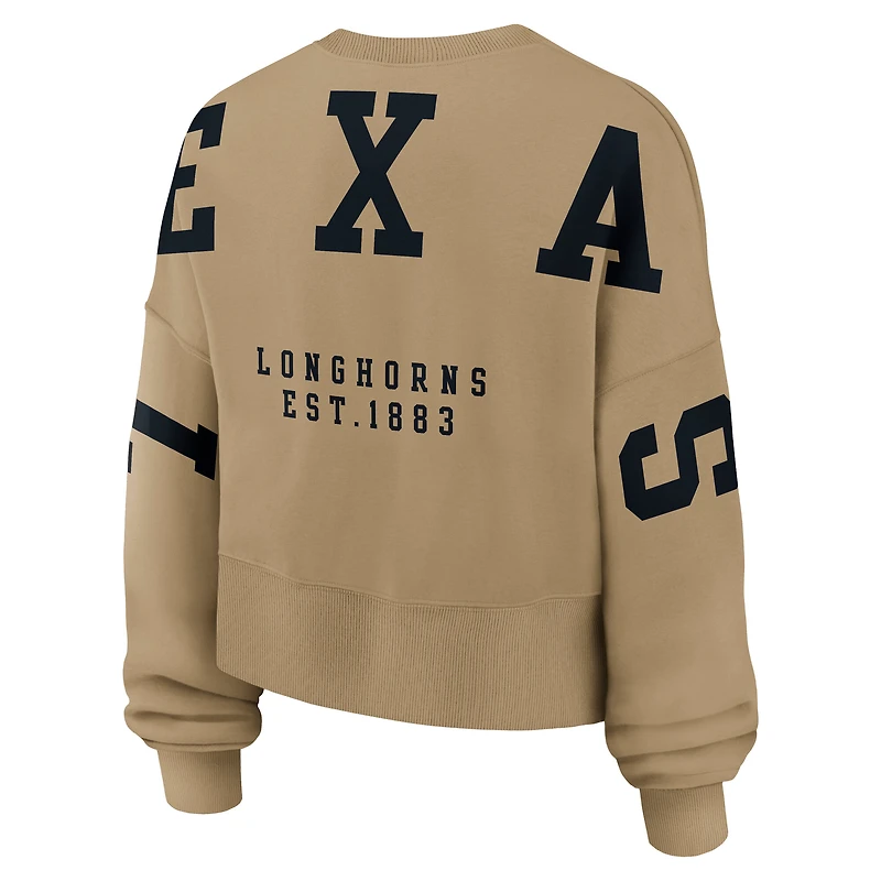 Women's Nike Tan Texas Longhorns Oversized Phoenix 2-Hit Pullover Sweatshirt