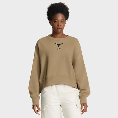 Women's Nike Tan Texas Longhorns Oversized Phoenix 2-Hit Pullover Sweatshirt