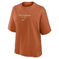 T-shirt Nike Texas Orange Longhorns pour femme, coupe carrée, étiquette établie