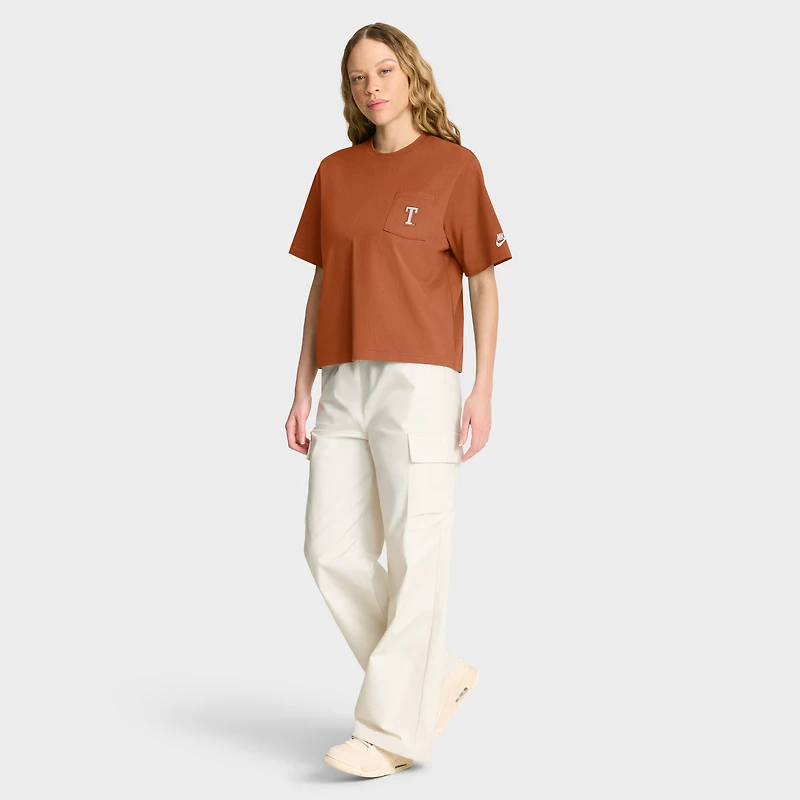 T-shirt Nike Texas Orange Longhorns Legacy Pocket Boxy pour femme