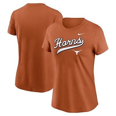T-shirt Nike Texas Orange Longhorns Local Script pour femme