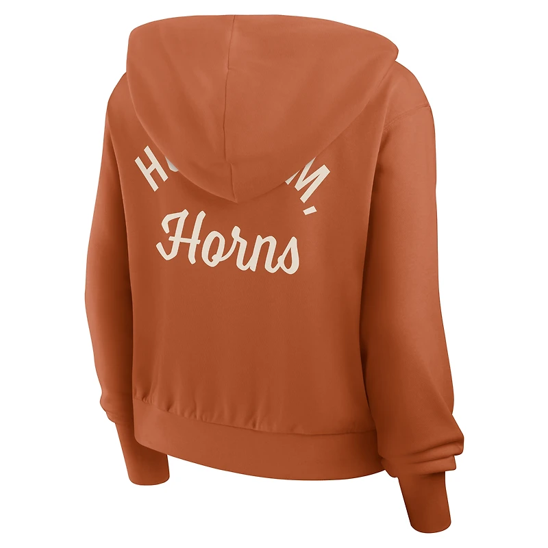 Sweat à capuche court zippé Nike Texas Orange Longhorns Mantra pour femme