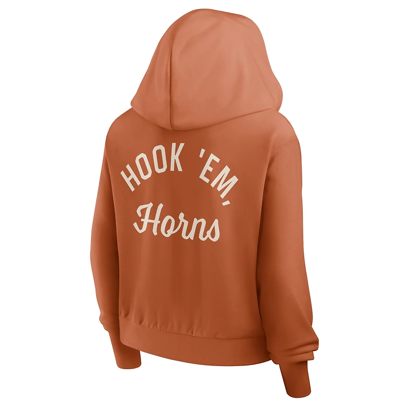 Sweat à capuche court zippé Nike Texas Orange Longhorns Mantra pour femme