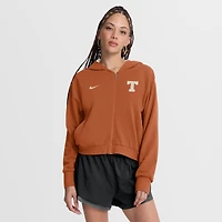Sweat à capuche court zippé Nike Texas Orange Longhorns Mantra pour femme