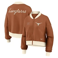 Veste bomber zippée courte et oversize Nike Texas Orange Longhorns pour femme