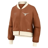 Women's Nike Texas Orange Longhorns Oversized Academic Cropped Full-Zip Bomber Jacket