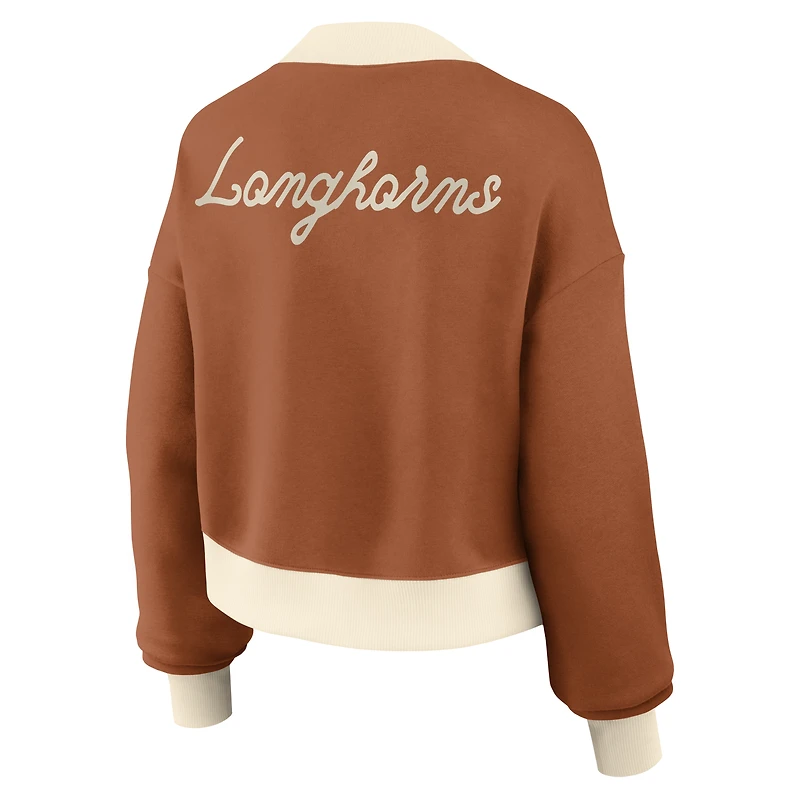 Veste bomber zippée courte et oversize Nike Texas Orange Longhorns pour femme