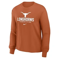 T-shirt Nike Texas Orange Longhorns Primetime University Boxy à manches longues pour femme