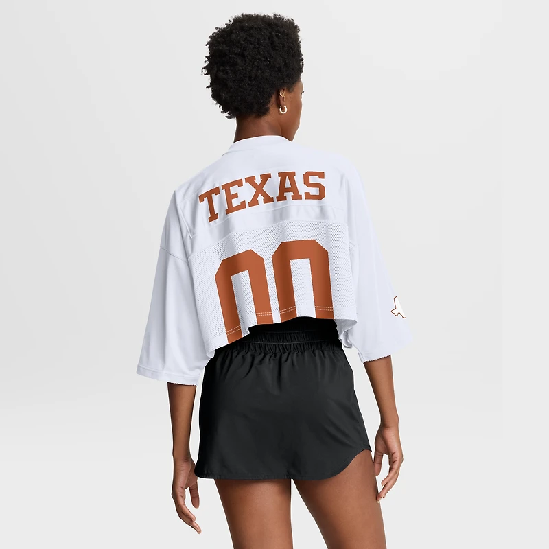 Women's Nike White Texas Longhorns Cropped Mesh Dri-FIT Fashion Jersey