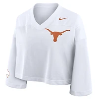 Women's Nike White Texas Longhorns Cropped Mesh Dri-FIT Fashion Jersey