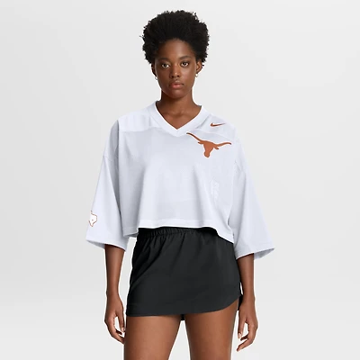 Women's Nike White Texas Longhorns Cropped Mesh Dri-FIT Fashion Jersey