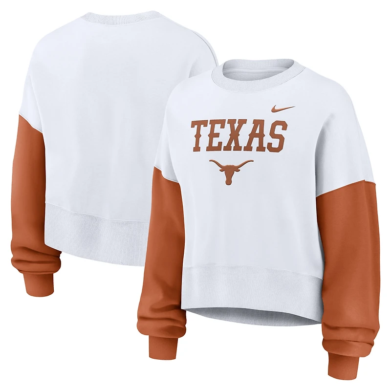 Sweat-shirt oversize à blocs de couleurs Nike blanc Texas Longhorns pour femme