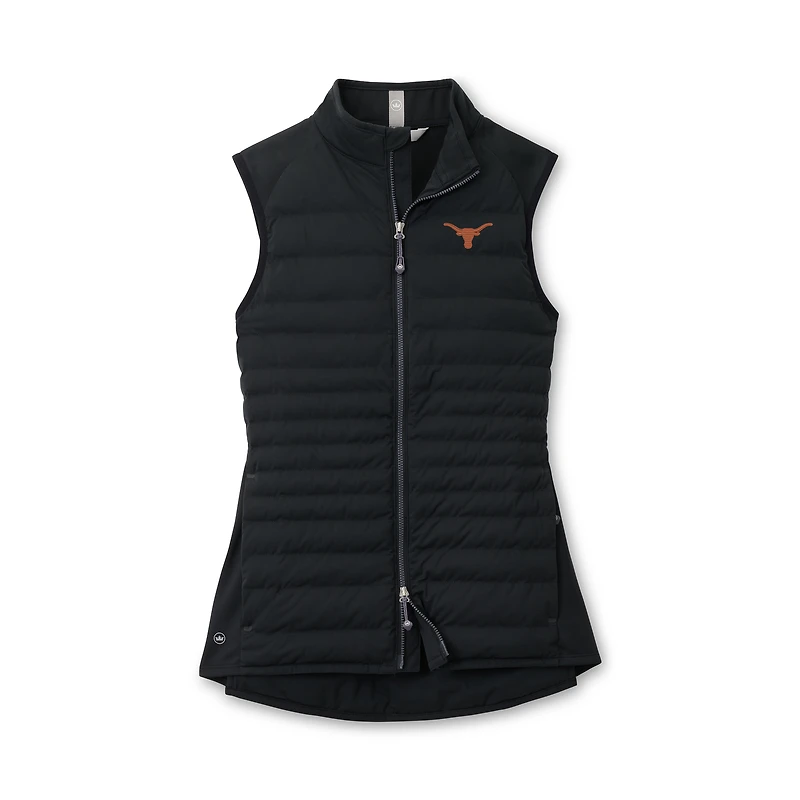 Gilet zippé hybride noir Peter Millar Texas Longhorns Fuse pour femme