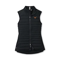 Gilet zippé hybride noir Peter Millar Texas Longhorns Fuse pour femme