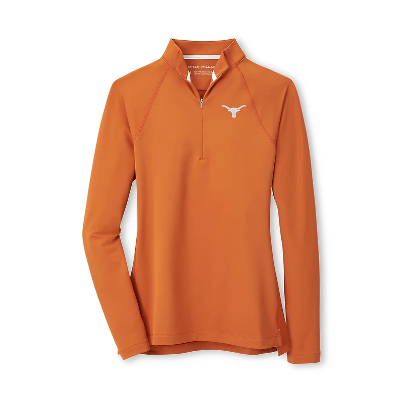 Women's Peter Millar Texas Orange Longhorns Raglan Perth Quarter-Zip Top