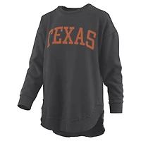 Women's Pressbox  Black Texas Longhorns Melange Poncho Vintage Fleece Long Sleeve Pullover Sweatshirt