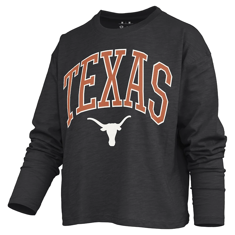 Women's Pressbox Texas Longhorns Motley Boxy Waist-Length Long Sleeve T-Shirt