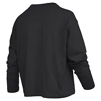 T-shirt à manches longues et coupe carrée pour femme, modèle Texas Longhorns, noir, Pressbox.