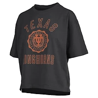 Women's Pressbox Black Texas Longhorns Motley Crew Bishop Waist Length Oversized Slub T-Shirt