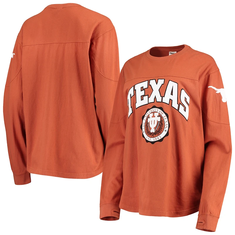 Women's Pressbox Burnt Orange Texas Longhorns Edith Long Sleeve Oversized Top