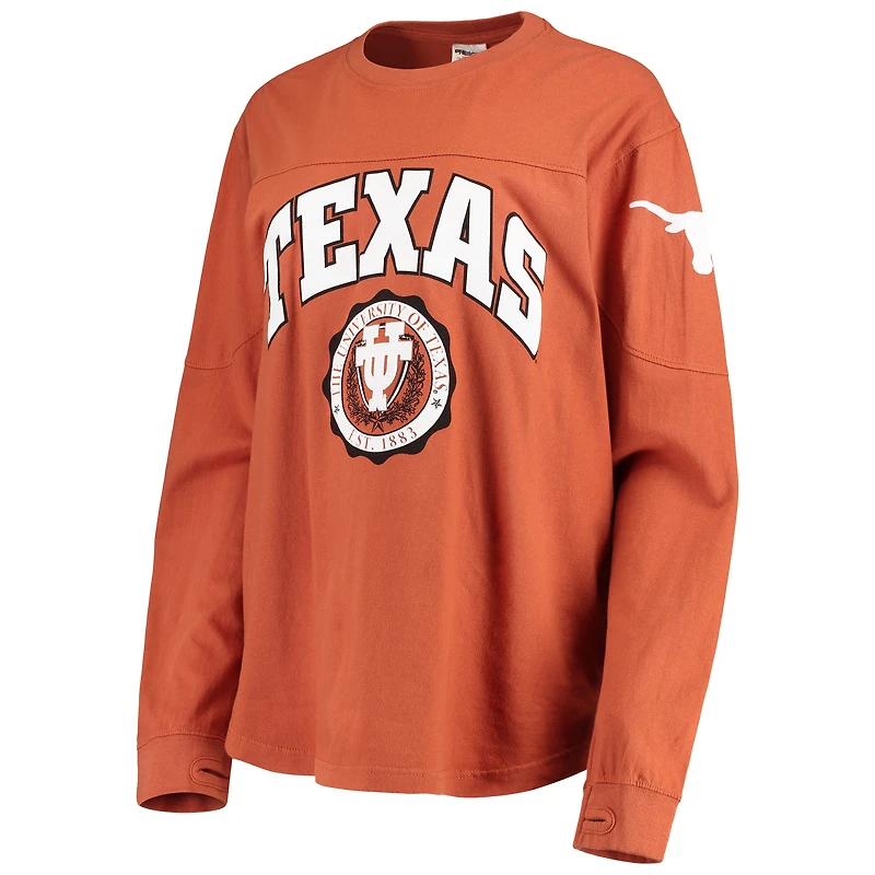 Women's Pressbox Burnt Orange Texas Longhorns Edith Long Sleeve Oversized Top