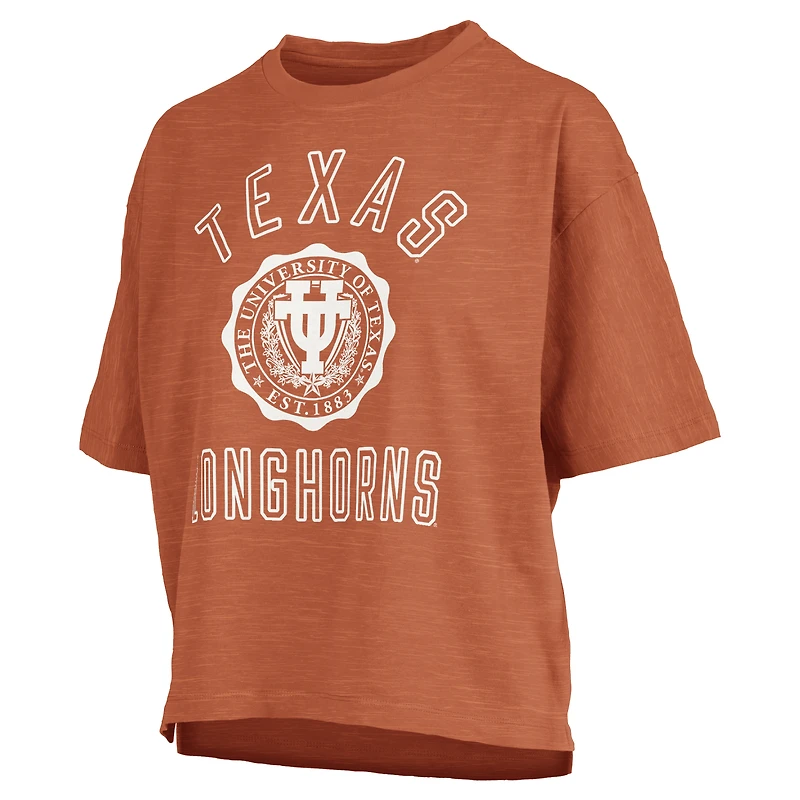 Women's Pressbox Burnt Orange Texas Motley Crew Bishop Waist Length Oversized Slub T-Shirt