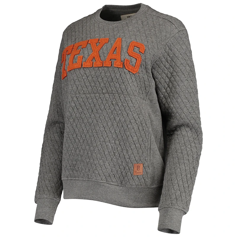 Sweat-shirt matelassé Pressbox Heather Charcoal pour femme, motif orignal des Texas Longhorns