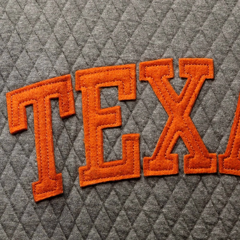 Women's Pressbox Heather Charcoal Texas Longhorns Moose Quilted Pullover Sweatshirt