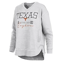 Women's Pressbox  Heather Gray Texas Longhorns Marcus East Hall Poncho V-Neck Sweatshirt