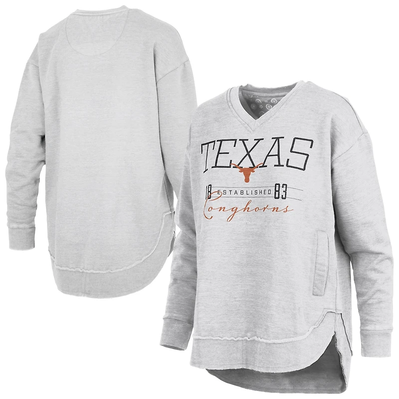 Women's Pressbox Heather Gray Texas Longhorns Marcus East Hall Poncho V-Neck Sweatshirt