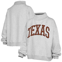 Women's Pressbox Heather Gray Texas Longhorns Oversized Nelson Mock Neck Sweatshirt