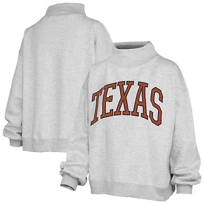 Women's Pressbox Heather Gray Texas Longhorns Oversized Nelson Mock Neck Sweatshirt