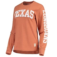 T-shirt à manches longues pour femme Pressbox Heathered Texas Orange Longhorns Two-Hit Canyon