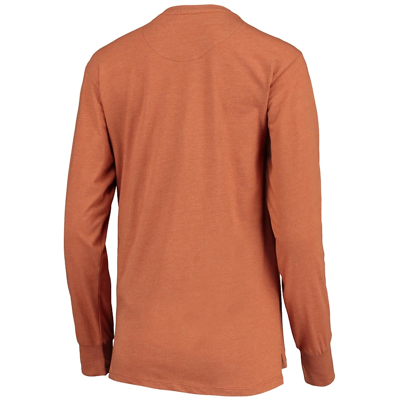Women's Pressbox Heathered Texas Orange Longhorns Two-Hit Canyon Long Sleeve T-Shirt